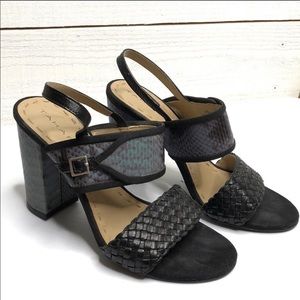 Tahari strappy block sandal heels black Jada 6